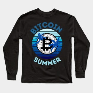 Bitcoin Summer Retro Sunset Long Sleeve T-Shirt